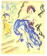 Dancer in a blue skirt, Ernst Ludwig Kirchner